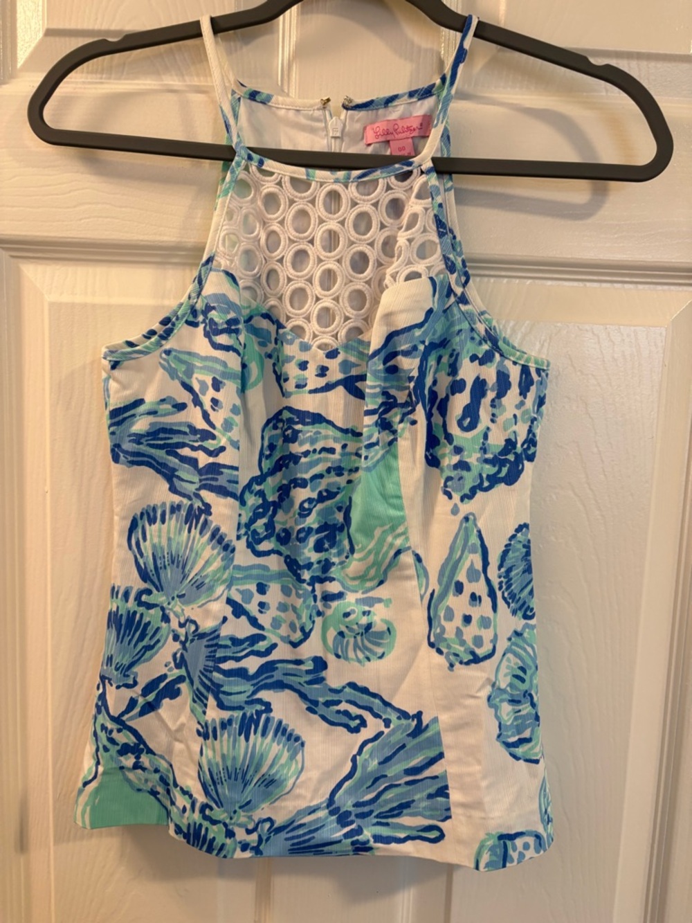 Lilly Pulitzer Blue & Aqua Shell-Print Halter Camisole